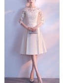 Pleated Elegant Lace Homecoming Dress With Lace Half Sleeves