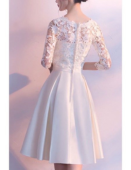 Pleated Elegant Lace Homecoming Dress With Lace Half Sleeves
