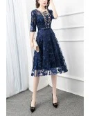 Aline Lace Knee Length Party Dress With Half Sleeves