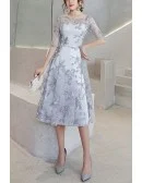 Aline Lace Knee Length Party Dress With Half Sleeves