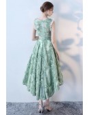 Unique Green High Low Lace Homecoming Dress Sleeveless