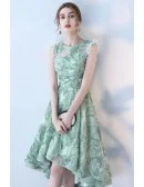Unique Green High Low Lace Homecoming Dress Sleeveless