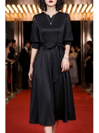 black homecoming dresses with sleeves Scalloped Dress Long Homecoming Black Lace Short Sleeve Dress Long Sleeve 6 La Femme Beaded Long Sleeve