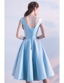 Sky Blue Elegant Homecoming Party Dress With Embroidery