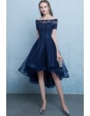 Cute Off Shoulder Cheap Homecoming Dress With Appliques Sleeves