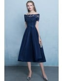 Cute Off Shoulder Cheap Homecoming Dress With Appliques Sleeves