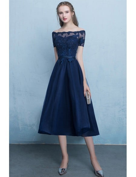 Cute Off Shoulder Cheap Homecoming Dress With Appliques Sleeves