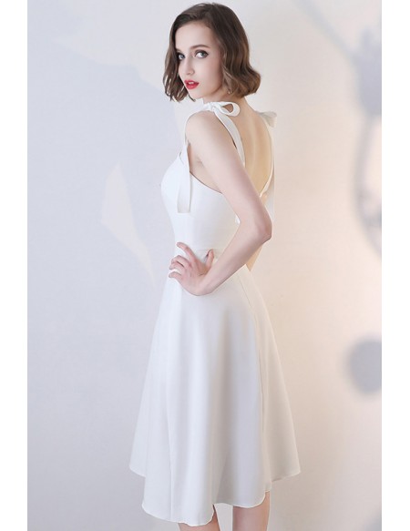 Little White Simple Graduation Hoco Dress With Straps
