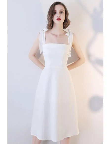 Little White Simple Graduation Hoco Dress With Straps