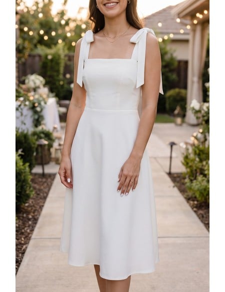 Little White Simple Graduation Hoco Dress With Straps