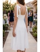 Little White Simple Graduation Hoco Dress With Straps