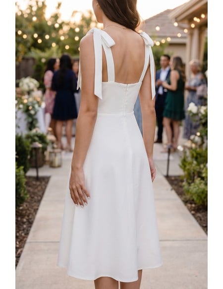 Little White Simple Graduation Hoco Dress With Straps