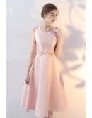 Pink Tea Length Elegant Homecoming Party Dress Sleeveless