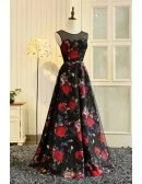 Unique Floral Printed Long Party Prom Dress Sleeveless