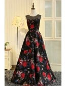Unique Floral Printed Long Party Prom Dress Sleeveless