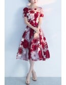 Cute Flowers Homecoming Dance Party Dress With Short Sleeves