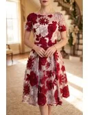 Cute Flowers Homecoming Dance Party Dress With Short Sleeves