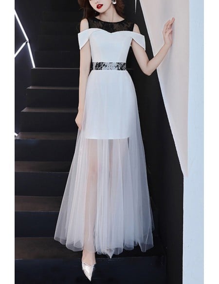 Sexy Black Tulle Sheath Party Dress With Cold Shoulder