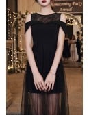 Sexy Black Tulle Sheath Party Dress With Cold Shoulder