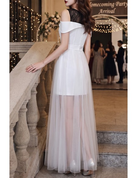 Sexy Black Tulle Sheath Party Dress With Cold Shoulder