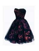 Floral Prints Ballgown Tulle Homecoming Prom Dress Strapless