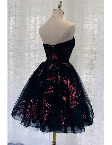 Floral Prints Ballgown Tulle Homecoming Prom Dress Strapless