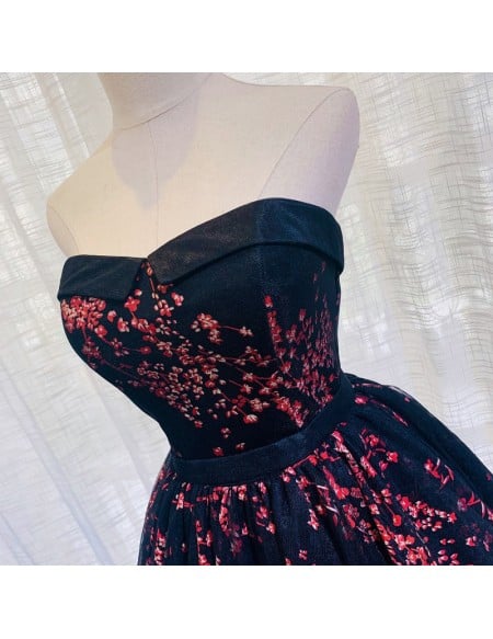 Floral Prints Ballgown Tulle Homecoming Prom Dress Strapless