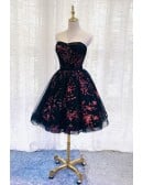 Floral Prints Ballgown Tulle Homecoming Prom Dress Strapless