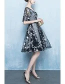 Cute Stars Short Tulle Homecoming Party Dress Vneck With Sleeves