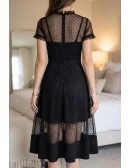 Special Polka Dot Tulle Black Homecoming Party Dress With Sheer Neckline