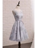 Modest Aline Grey Homecoming Dress Sleeveless With Keyhold Back