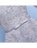 Modest Grey Appliques Homecoming Party Dress With Sleeves