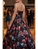 Unique Floral Prints Long Ballgown Prom Dress Sweetheart