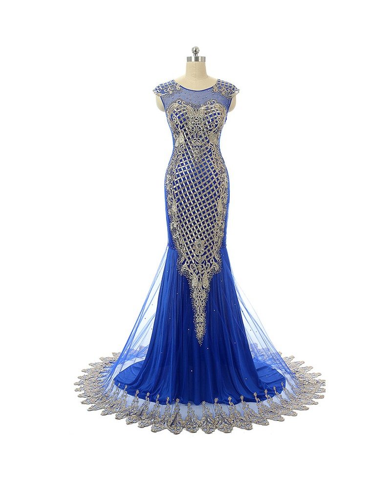 Mermaid Scoop Sweep-train Prom Dress with Beeding #CY0280 $190 ...