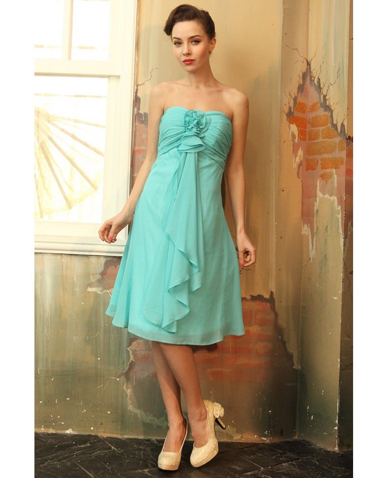 Turquoise Knee Length Bridesmaid Dress