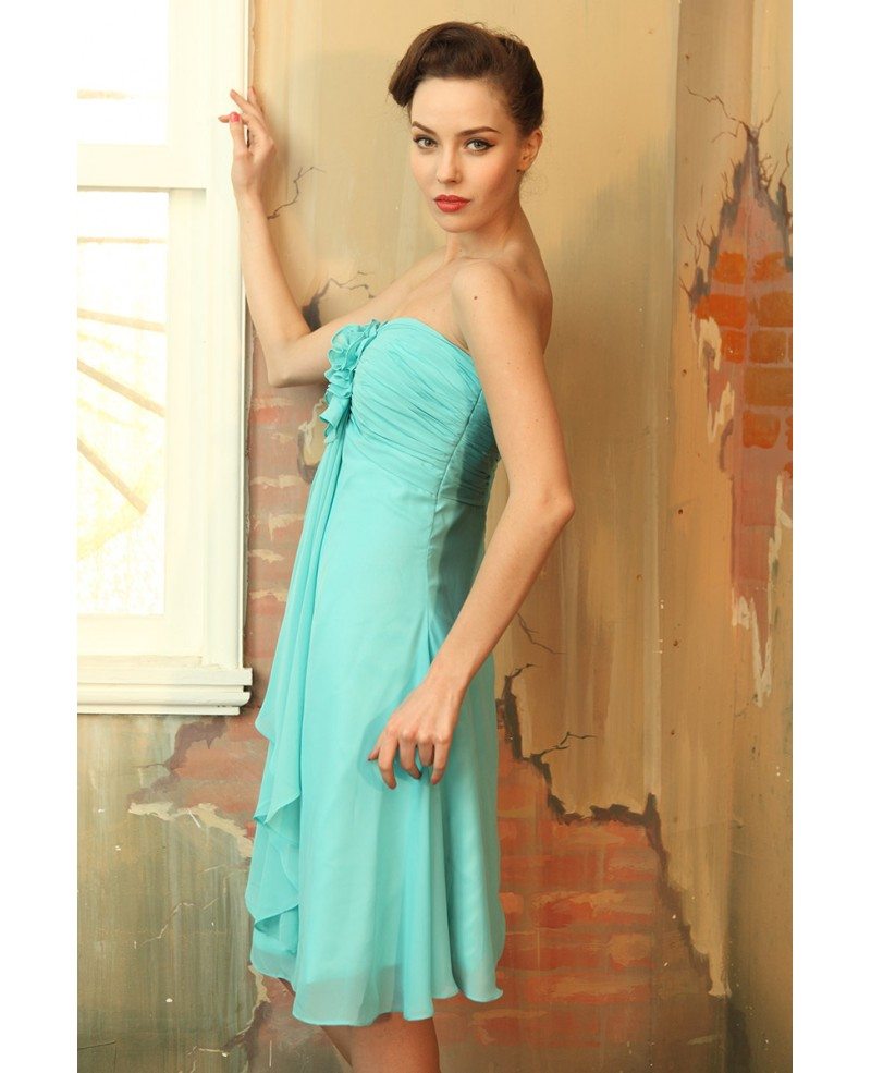 A-line Strapless Chiffon Knee-length Bridesmaid Dresses With Ruffle # ...