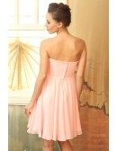 A-line Strapless Chiffon Short Bridesmaid Dresses With Ruffle