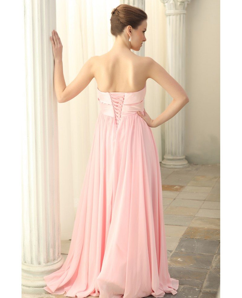 Empire Sweetheart Chiffon Floor length Prom Dresses With Ruffle