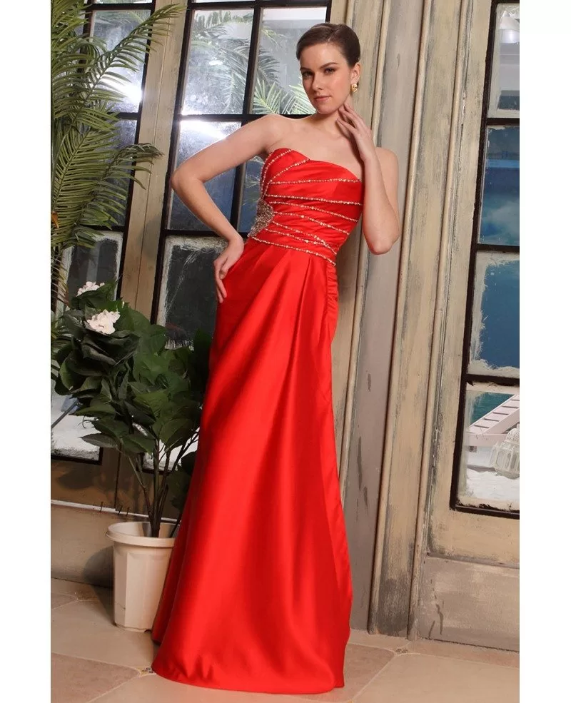 Sheath Sweetheart Floor-length Satin Evening Dress With Beading # ...