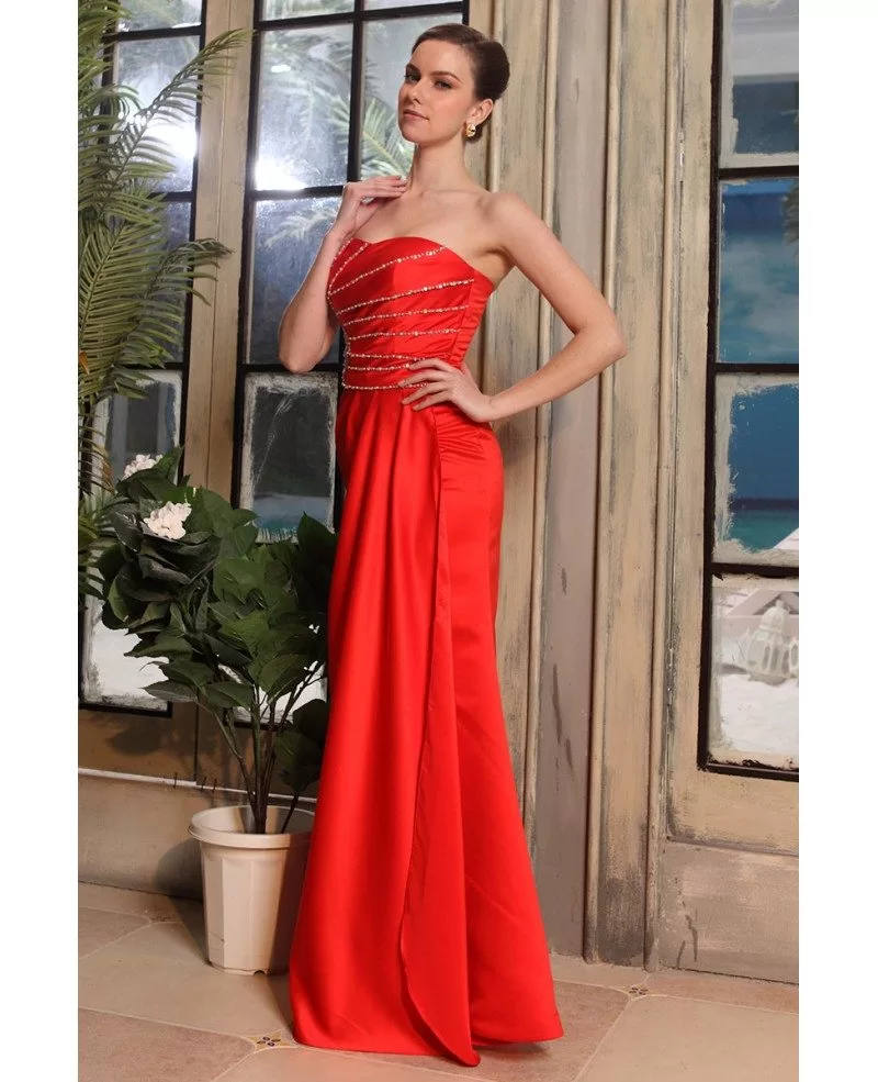 Sheath Sweetheart Floor-length Satin Evening Dress With Beading # ...