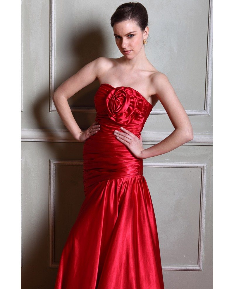 Mermaid Strapless Court Train Satin Evening Dress #OP85027 $142.6 ...