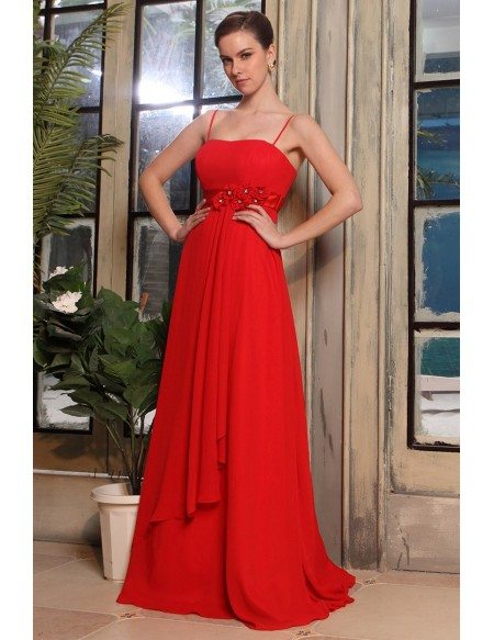 A-line Strapless Floor-length Chiffon Dress With Flowers #OP85028 $129 ...