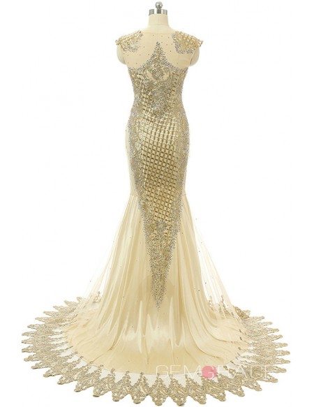 Mermaid Scoop Sweep-train Prom Dress with Beeding #CY0280C $190 ...