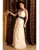 A-line One-shoulder Floor-length Chiffon Wedding Dress With Ruffle Beading