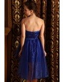 A-line Strapless Satin Asymmetrical Prom Dress With Beading