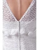 Empire Square Neckline Sweep Train Lace Chiffon Wedding Dress
