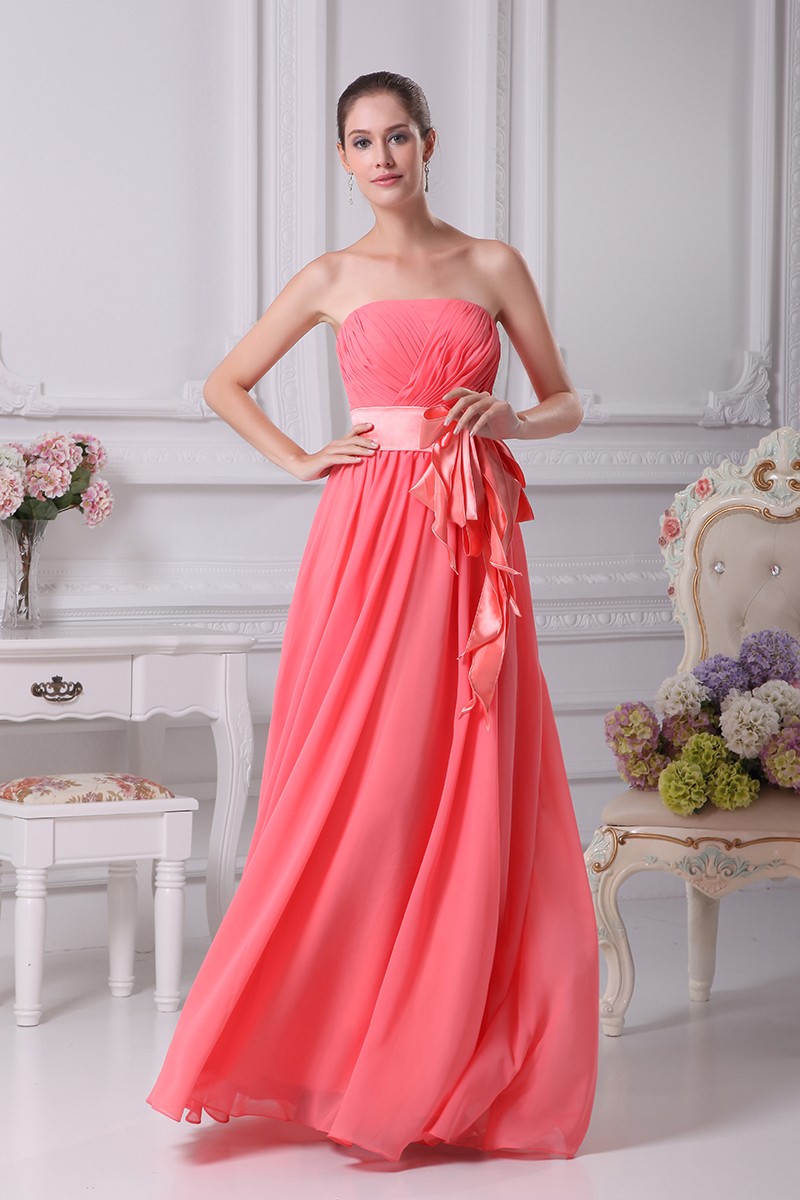 Charming Sleeveless A-line Chiffon Floor Length Long Bridesmaid Dresses.DB10424 main image 1