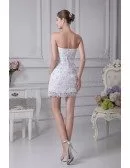 Fitted Simple Short Wedding Dresses Strapless Lace Satin Style With