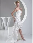 Sheath Sweetheart Asymmetrical Satin Wedding Dress With Beading