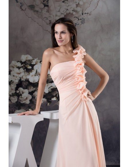 A-line One-shoulder Floor-length Chiffon Bridesmaid Dress